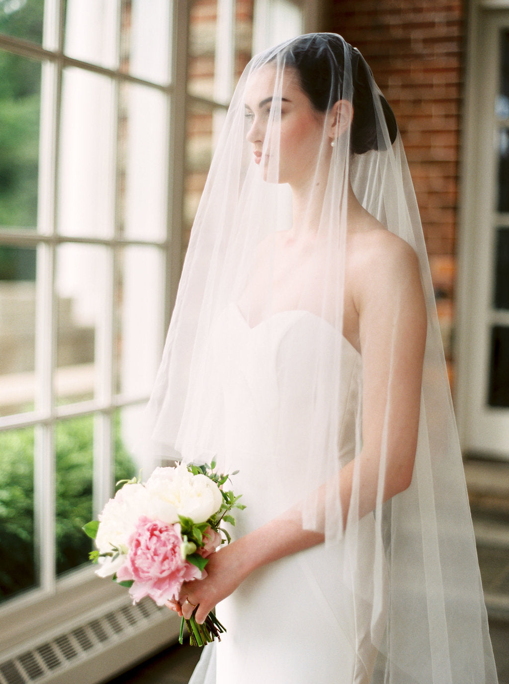 ARIA | Sheer Wedding Veil with Blusher Grand 305cm/120" / 18k Gold Plate ARIA | Sheer Wedding Veil with Blusher Grand 305cm/120" / 18k Gold Plate