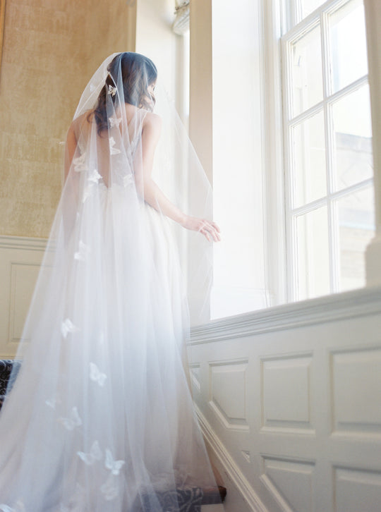 REVERIE embellished wedding veil with butterflies