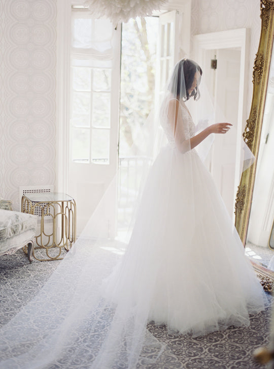 Bridal veil with blusher.