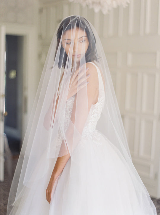 Bridal veil with blusher.