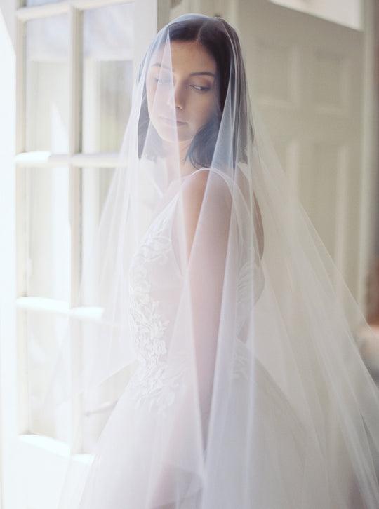 Bridal veil with blusher.