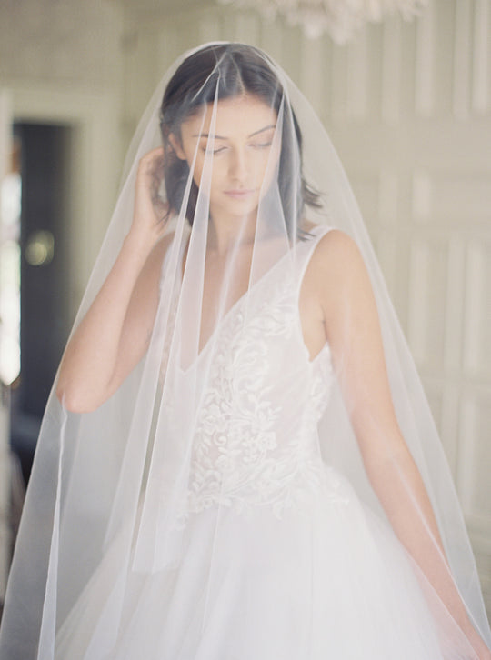 Bridal veil with blusher.