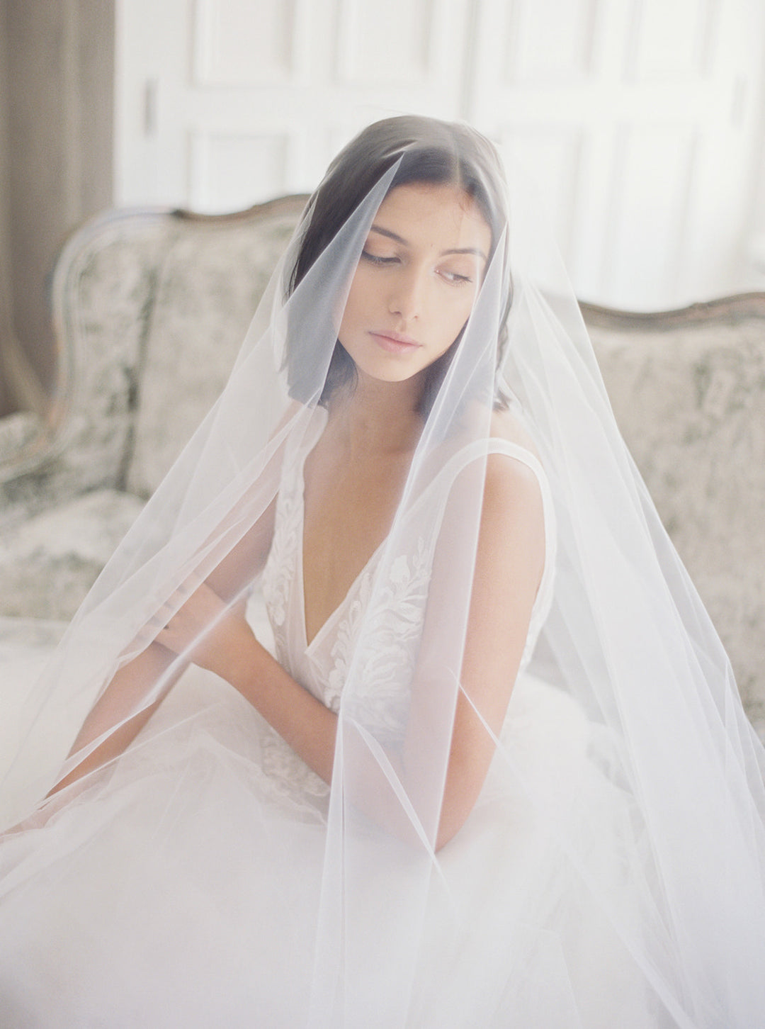 Bridal veil with blusher.
