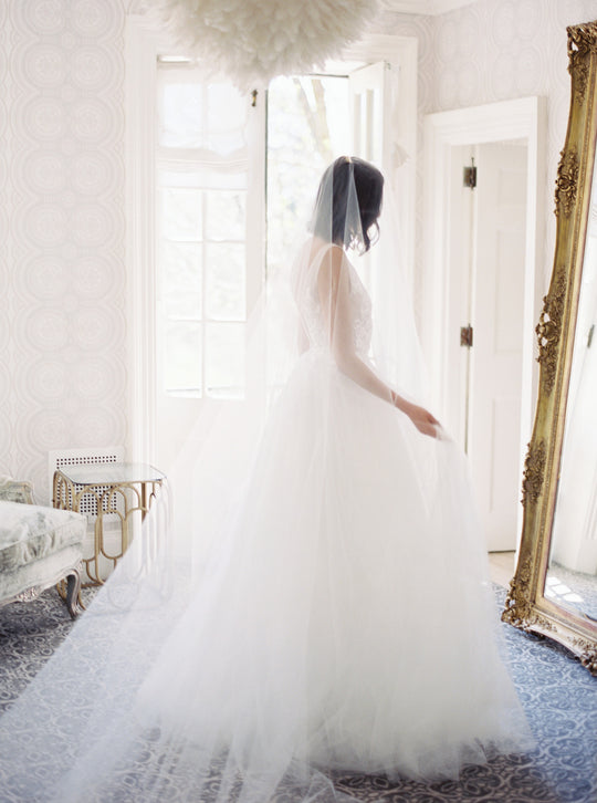 Bridal veil with blusher.