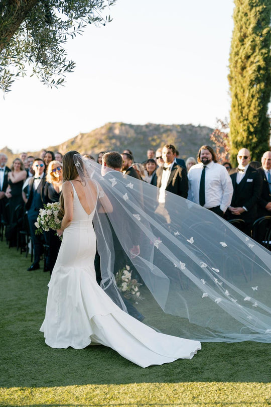 Cathedral wedding veil with butterflies.