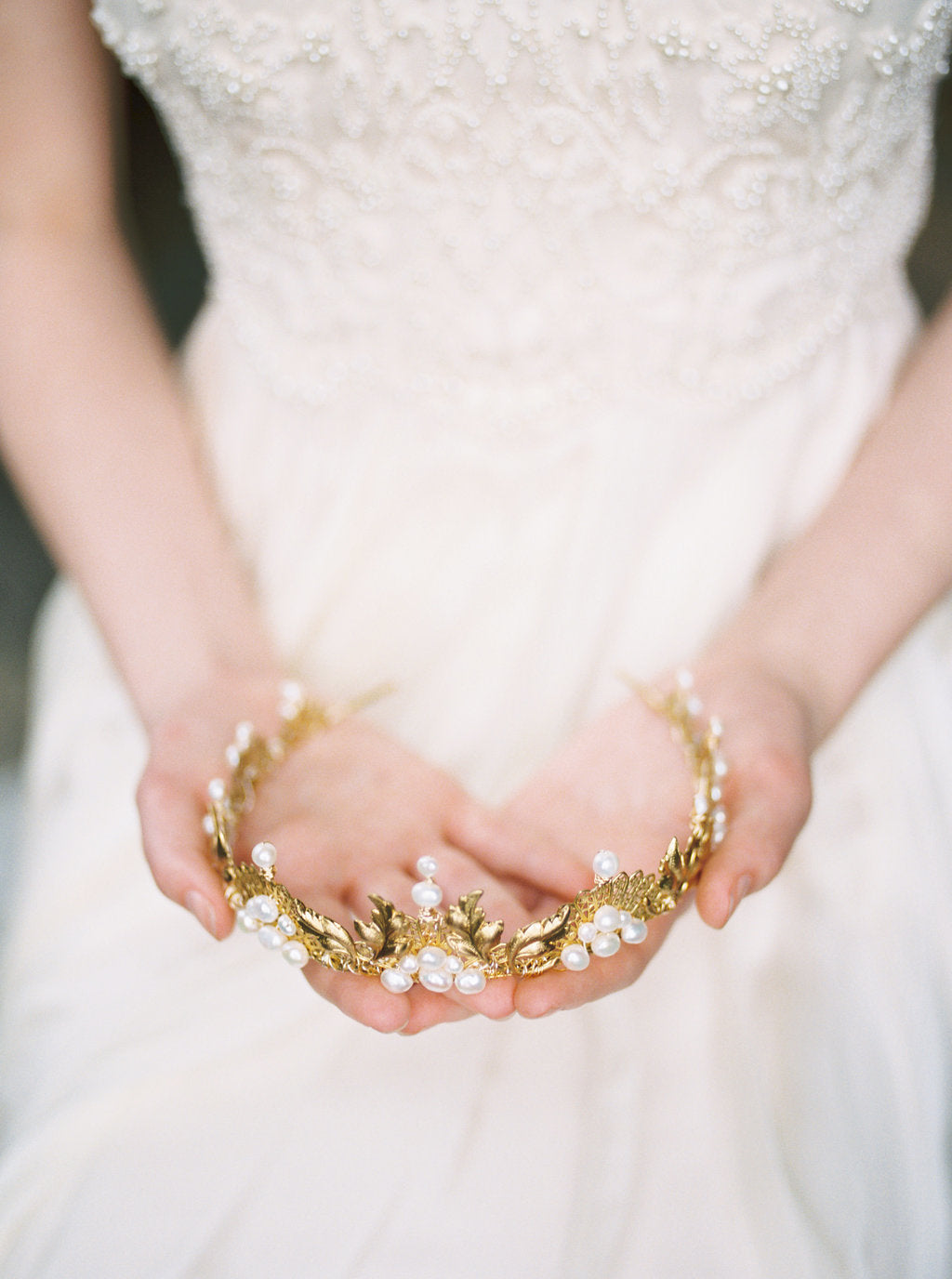 Gold bridal crown.