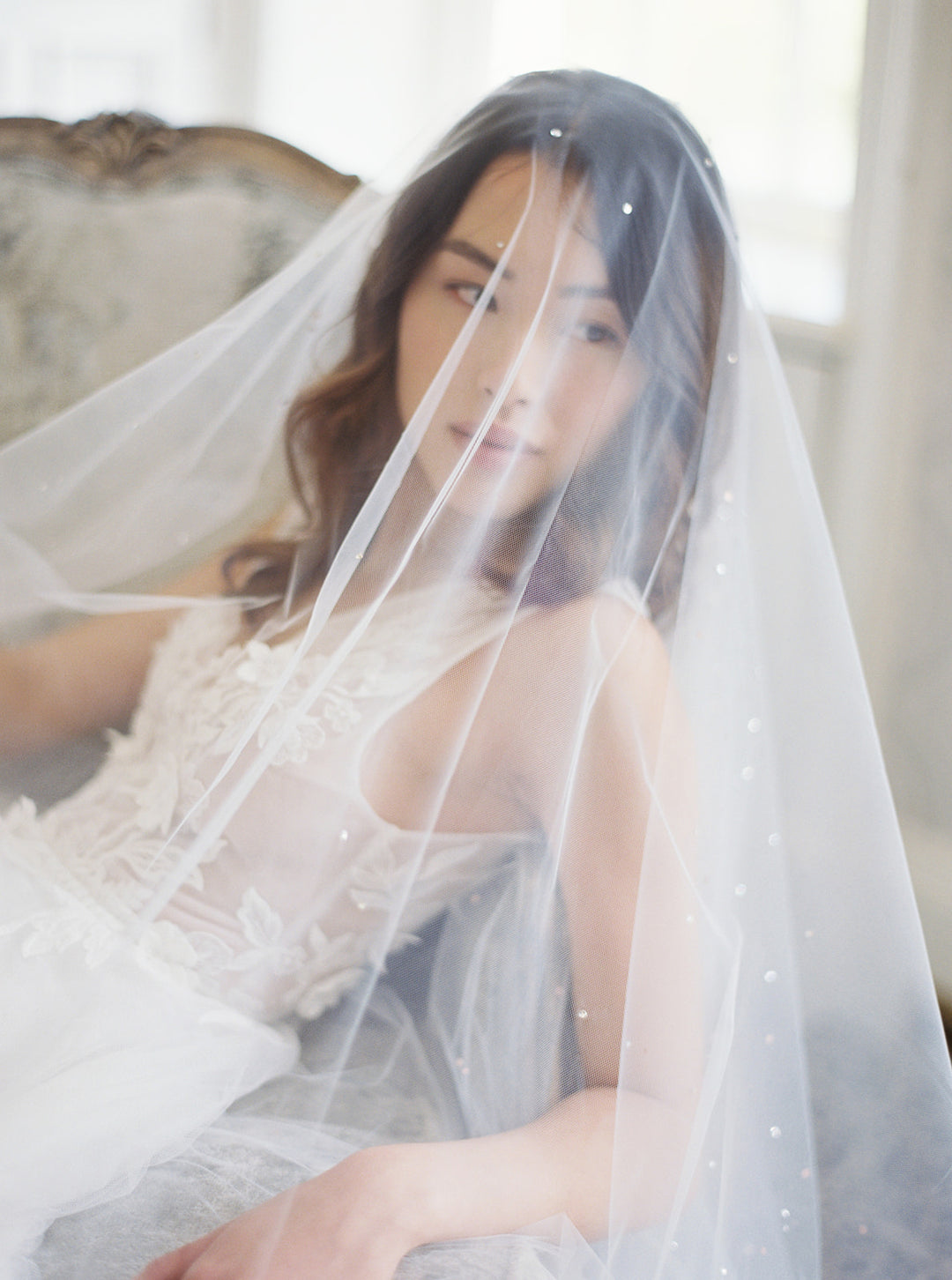 GLAMOUR cathedral wedding veil with crystals