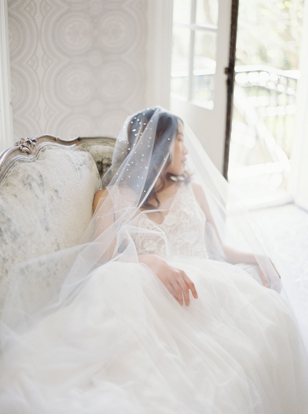 GLAMOUR cathedral wedding veil with crystals