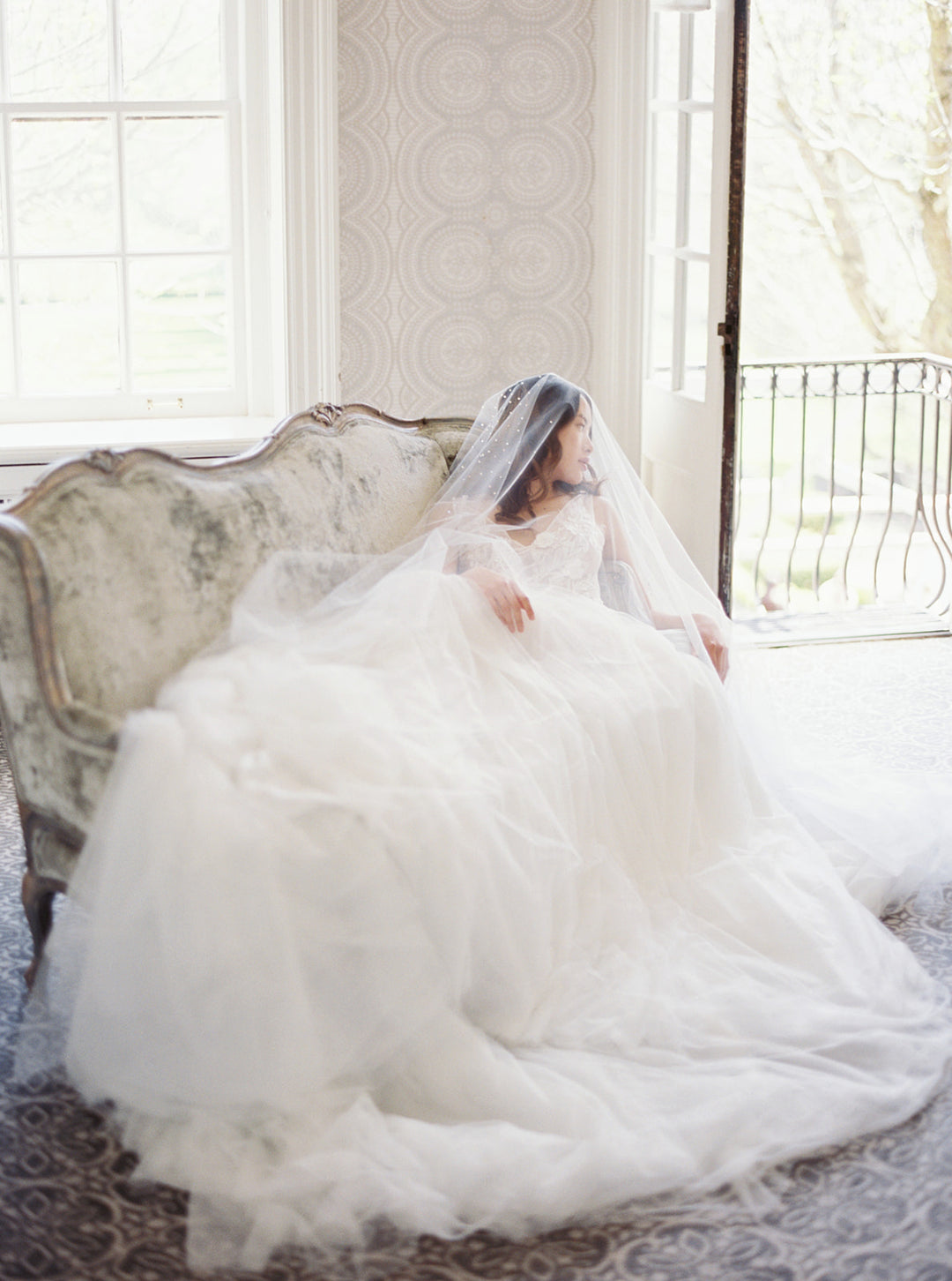 GLAMOUR cathedral wedding veil with crystals