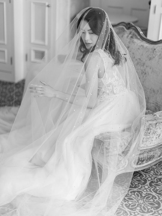 GLAMOUR cathedral wedding veil with crystals