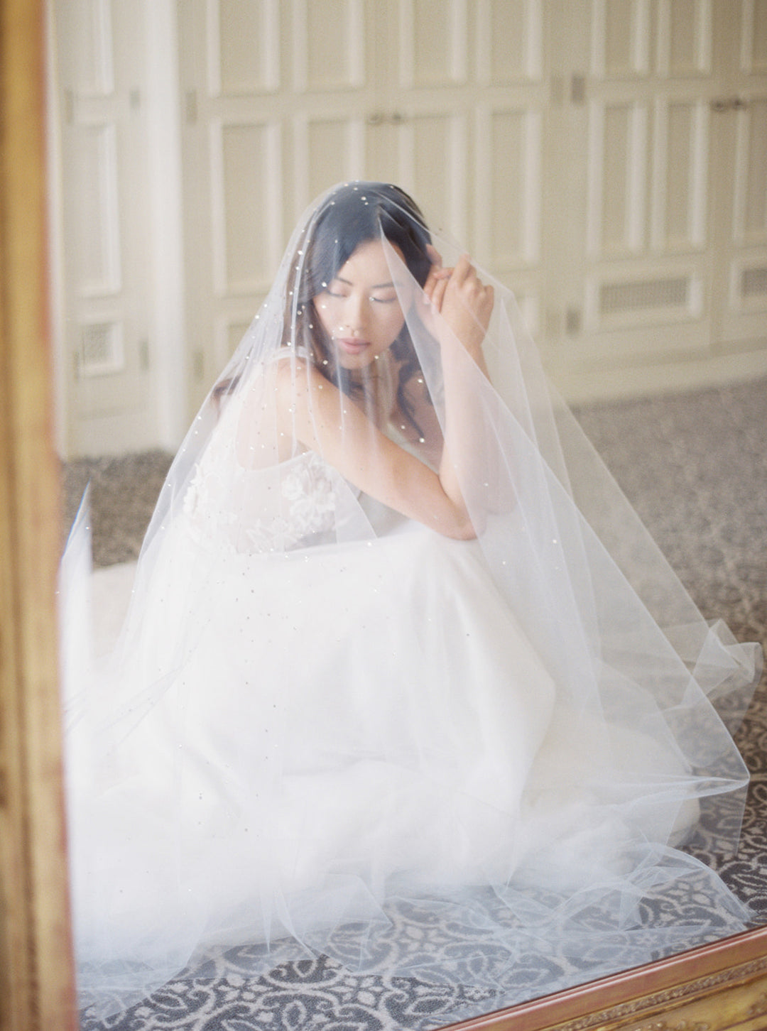 GLAMOUR cathedral wedding veil with crystals