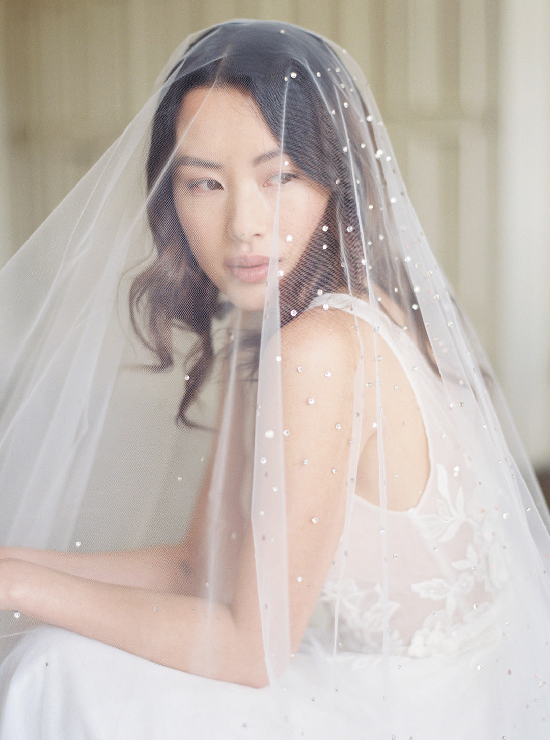 GLAMOUR cathedral wedding veil with crystals