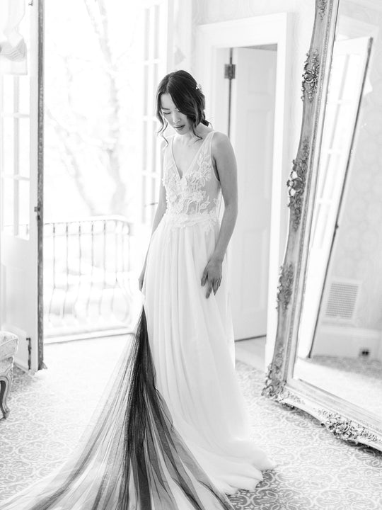 Black wedding cape.