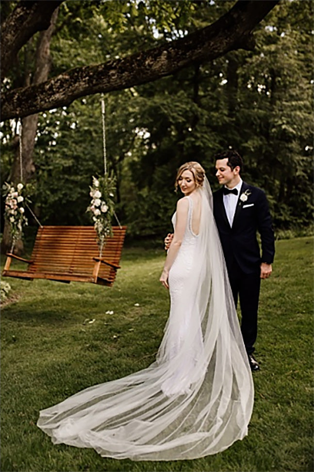 veil with satin dress How to Pick the Perfect Veil for Your Dress Bella Brides