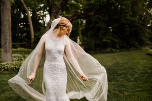 Juliette silk wedding veil on bride E