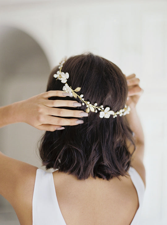 Floral wedding headpiece.