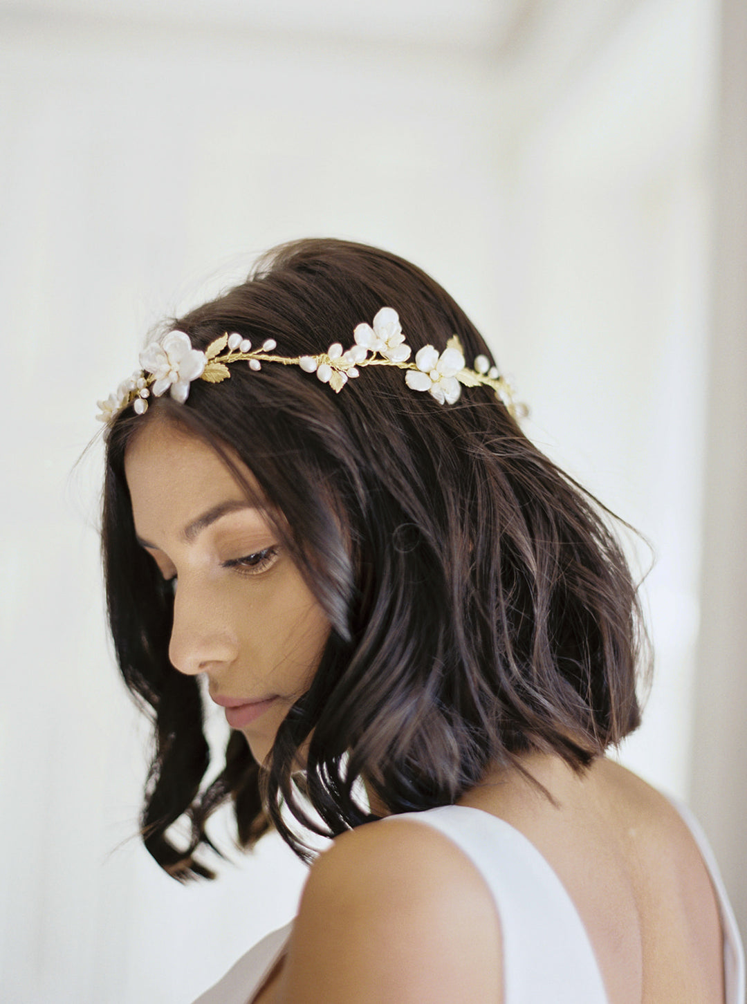 Floral wedding headpiece.