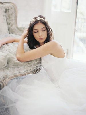 Floral wedding headpiece.