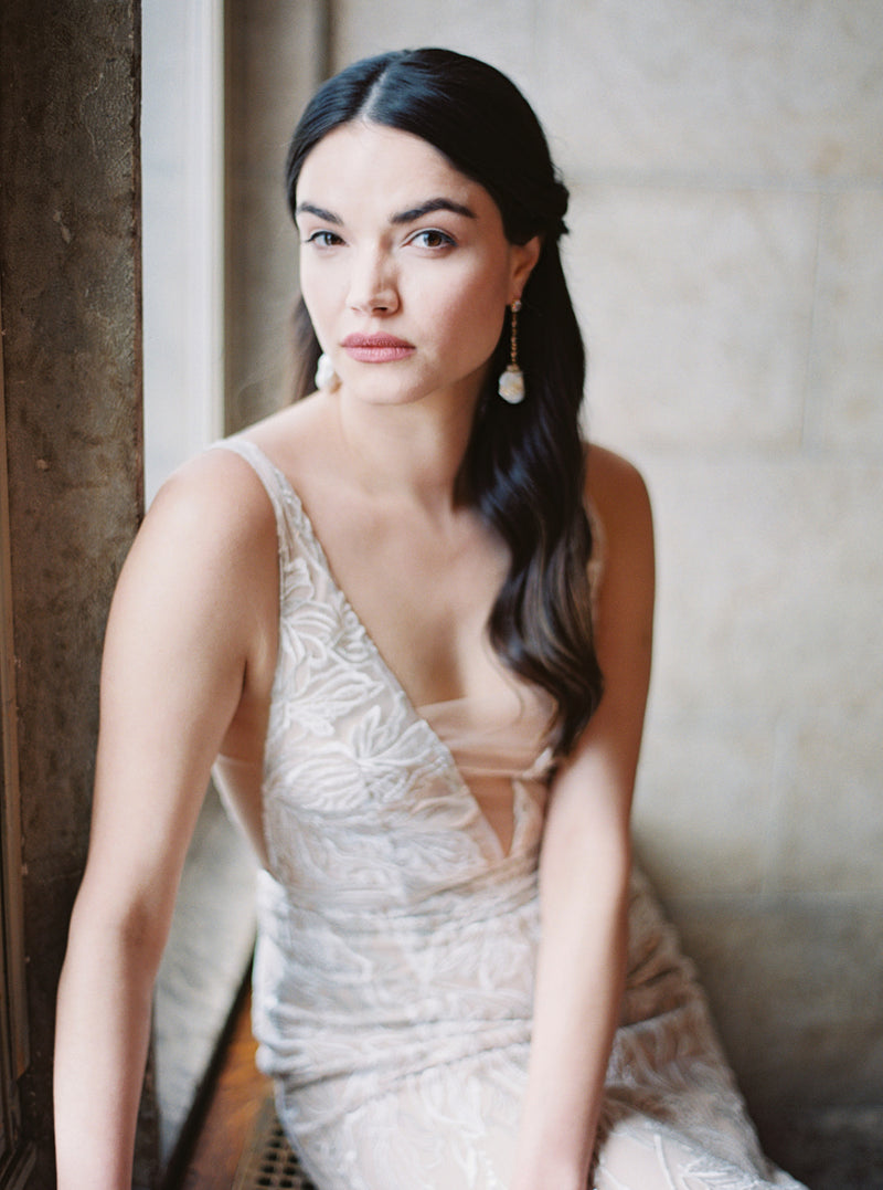 Baroque pearl drop earrings.