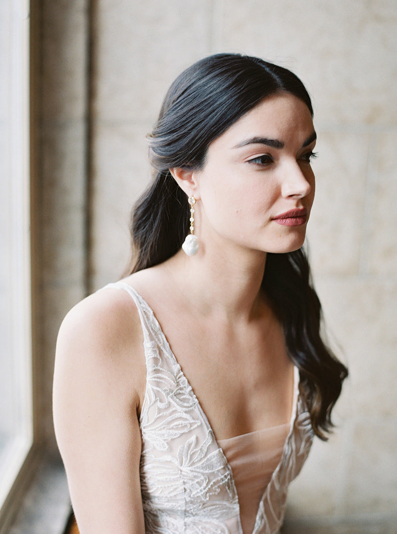 Baroque pearl drop earrings.