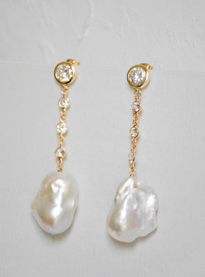 Baroque pearl drop earrings.