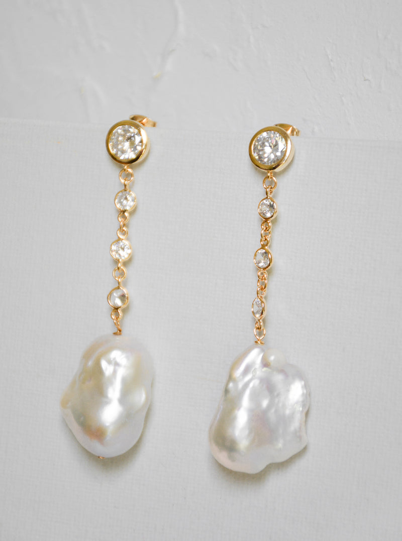 Baroque pearl drop earrings.