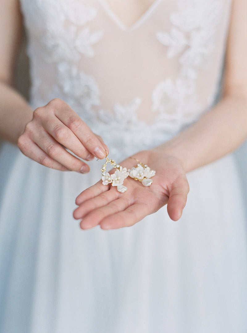 Floral bridal earrings.