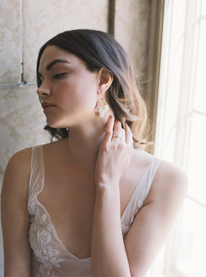 Floral bridal earrings.