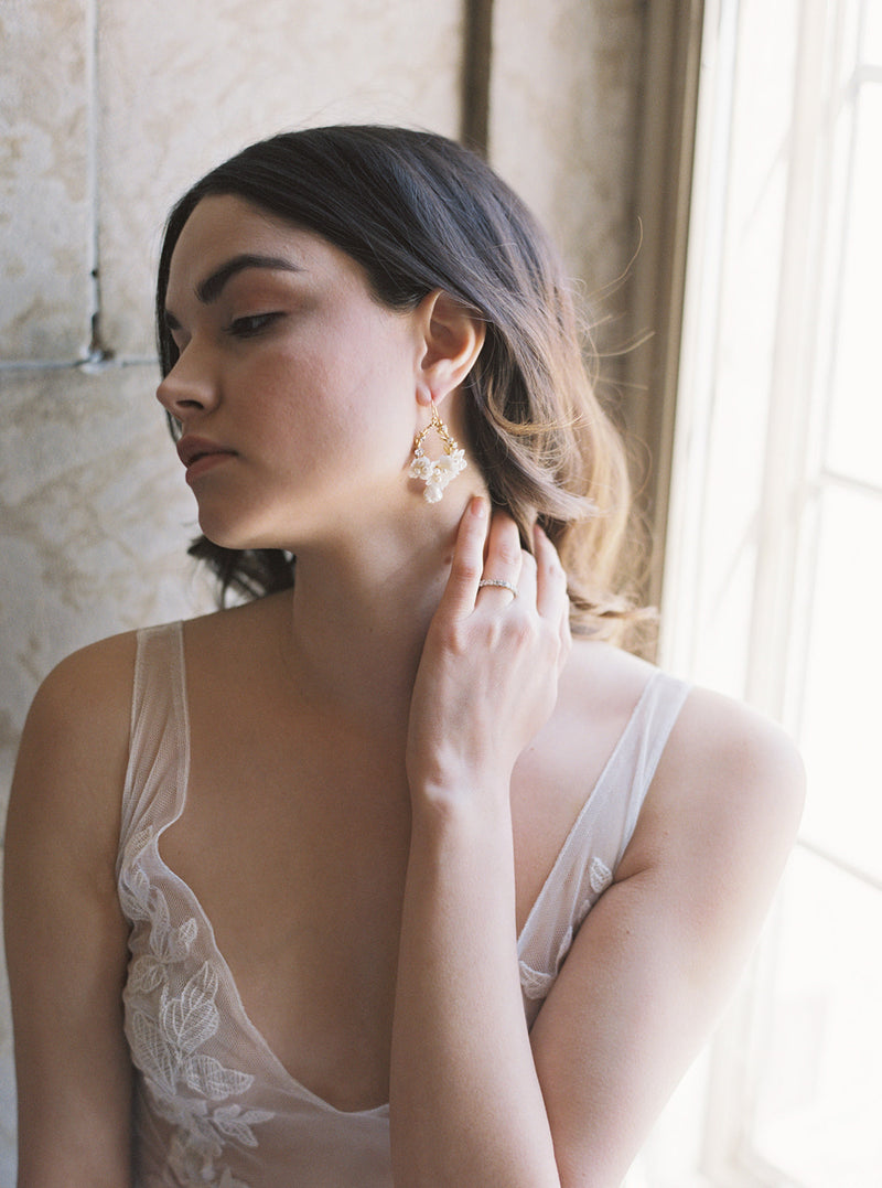 Floral bridal earrings.