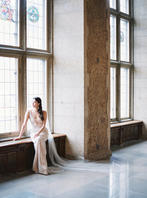 Firm silk wedding veil.