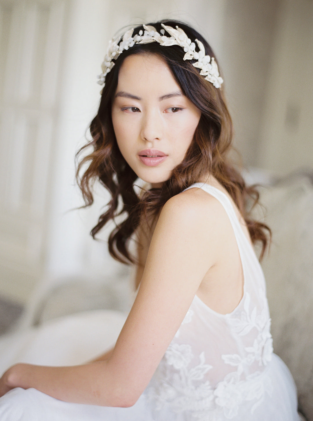 Silver moonstone crown.