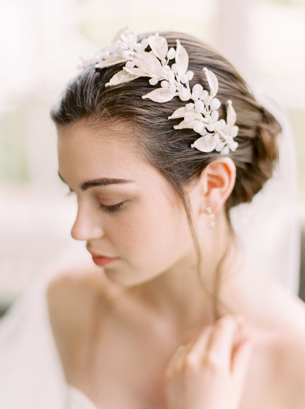Silver moonstone crown.