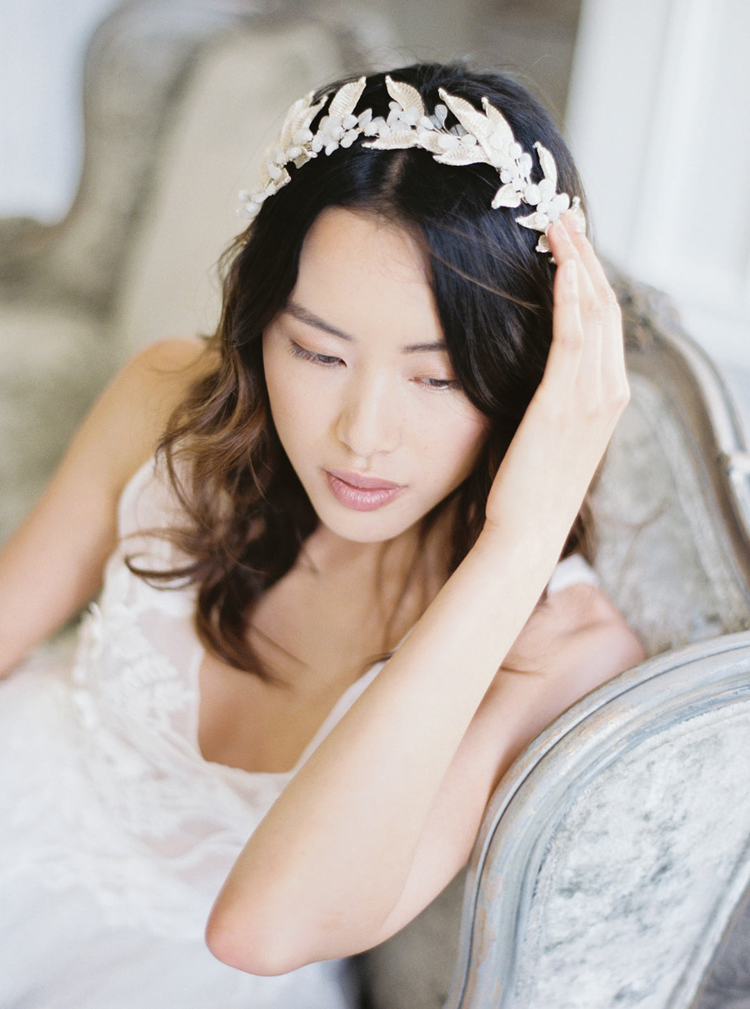 Silver moonstone crown.