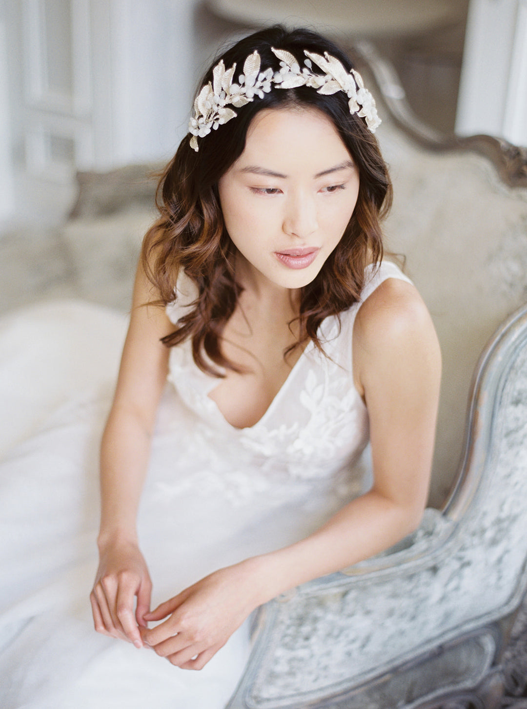 Silver moonstone crown.