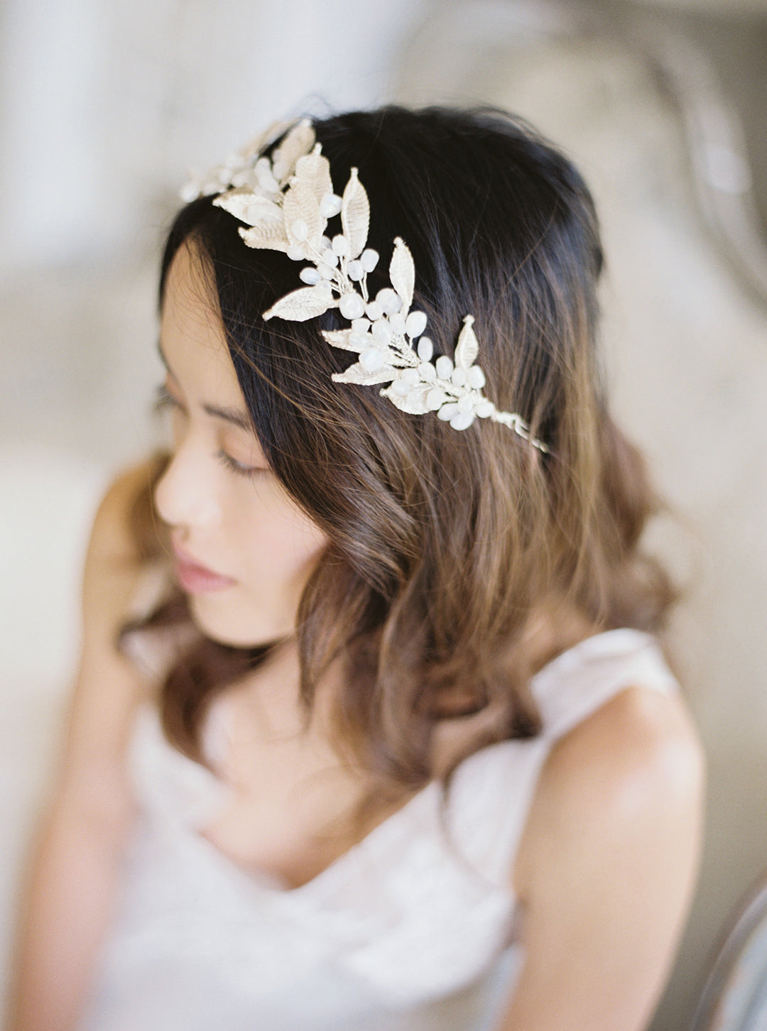 Silver moonstone crown.
