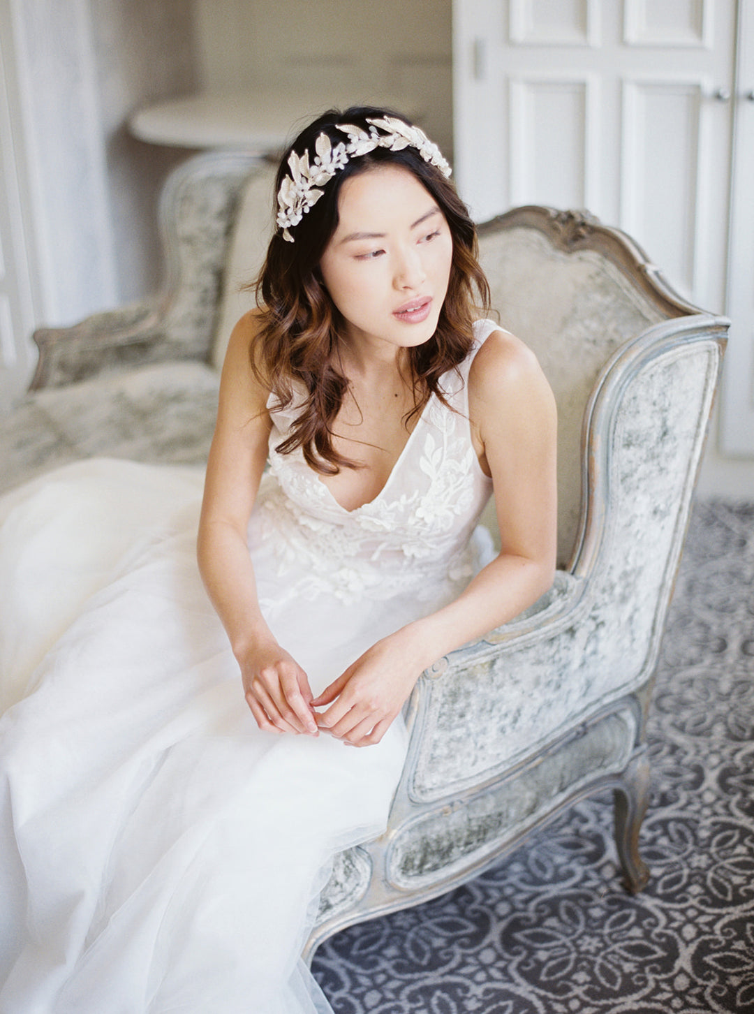 Silver moonstone crown.