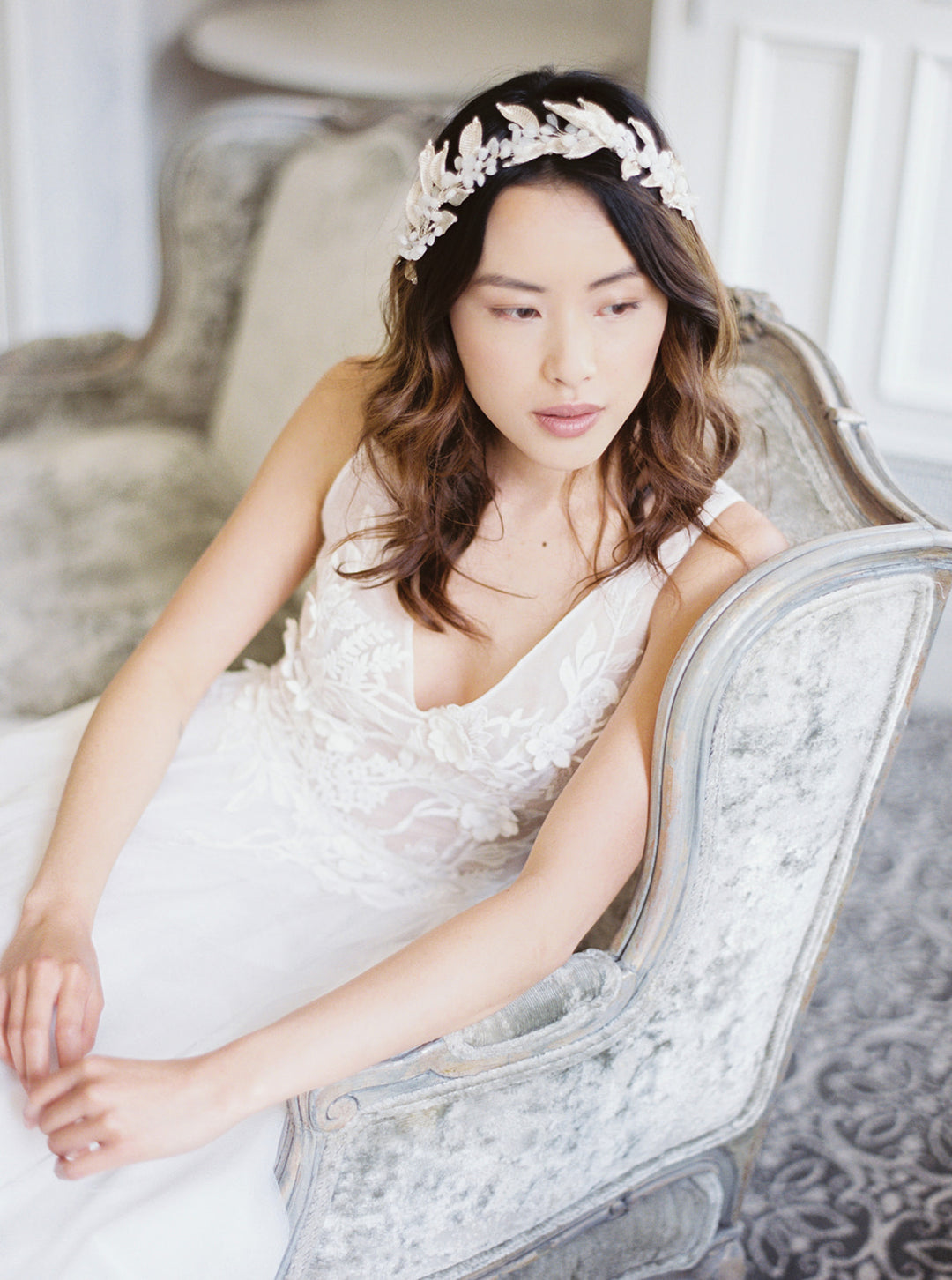 Silver moonstone crown.