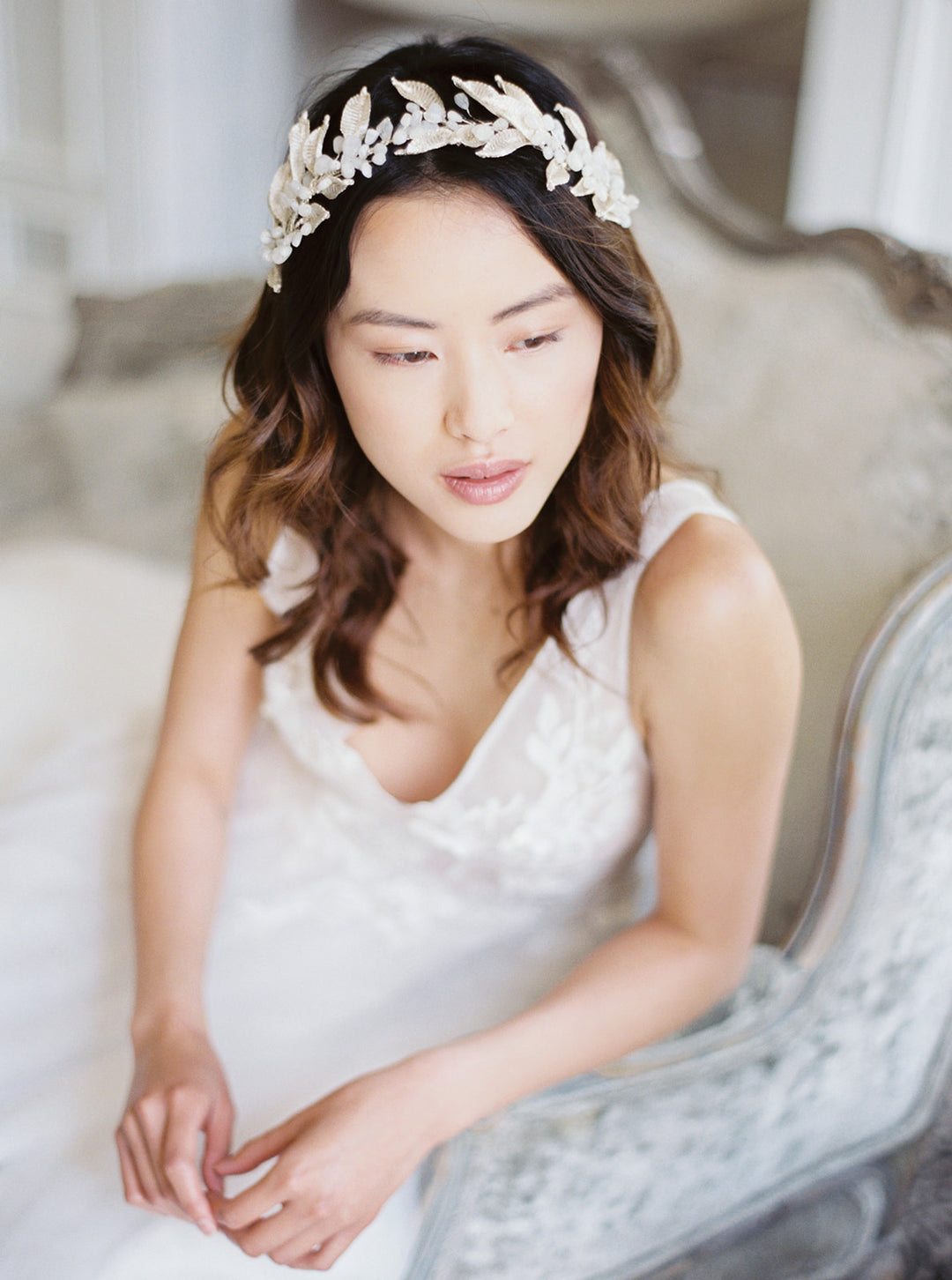 Silver moonstone crown.