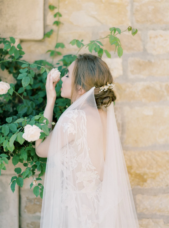 Draped wedding veil.