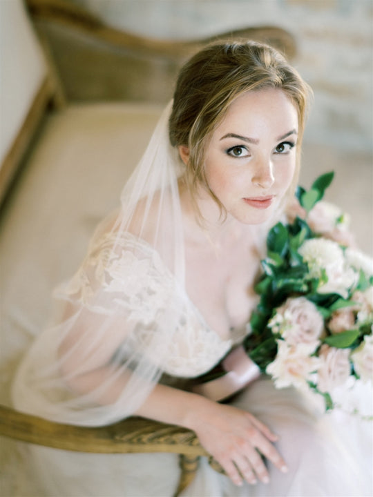 Draped wedding veil.