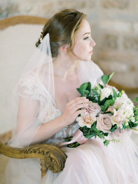 Draped wedding veil.