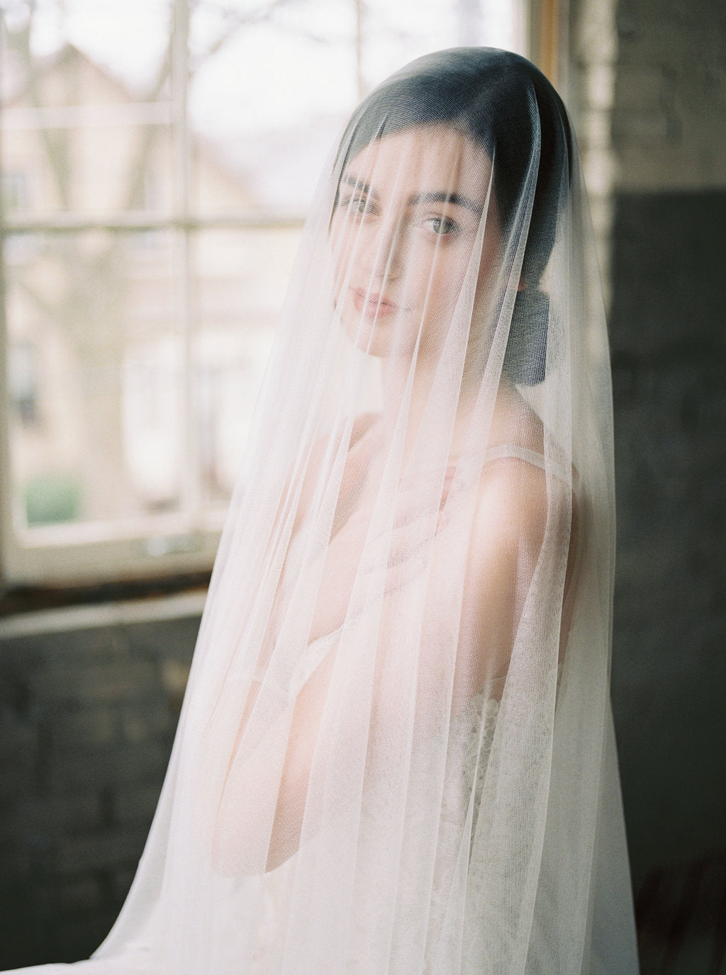 Silk wedding veil