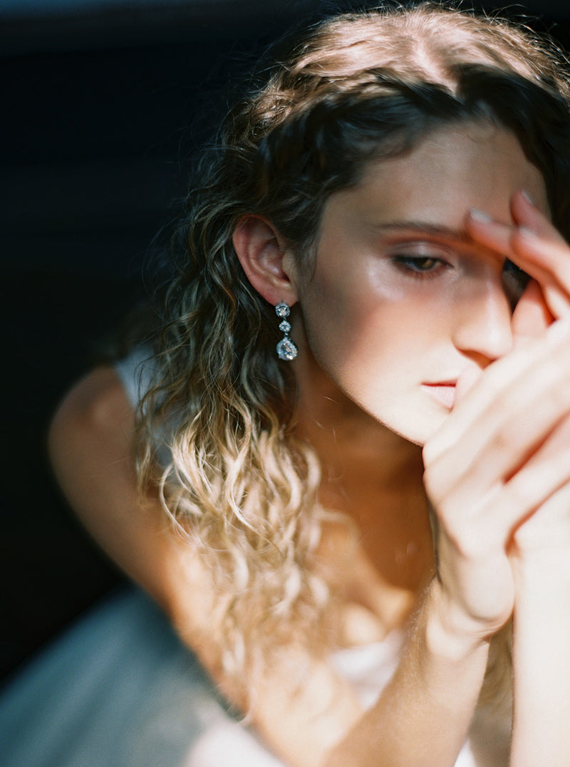 Crystal bridal earrings.