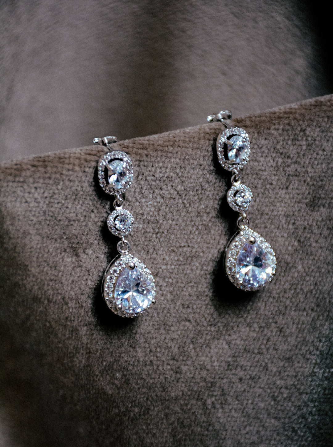 Crystal bridal earrings.