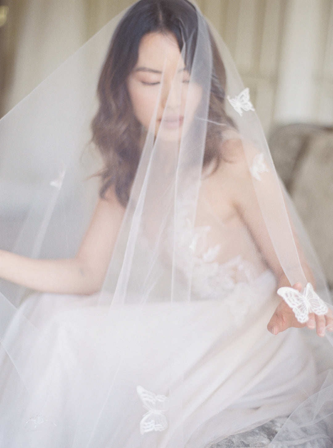 REVERIE embellished wedding veil with butterflies