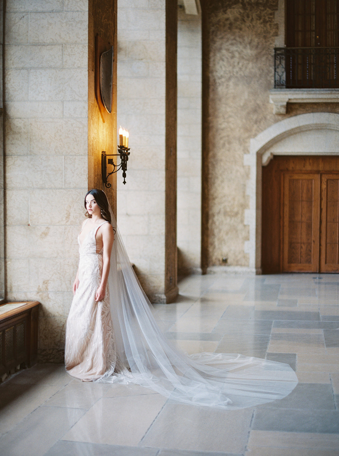 Wedding veil with blusher.