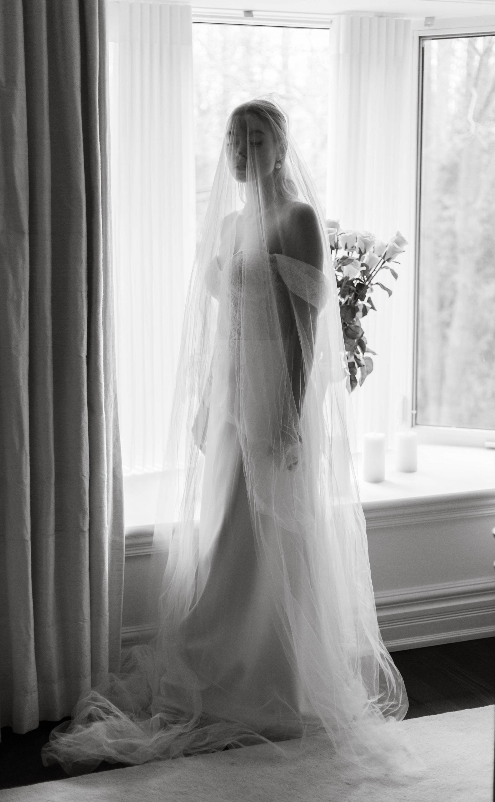Sophia Sheer Blusher Veil | Cathedral Drop Veil - Noon on the Moon