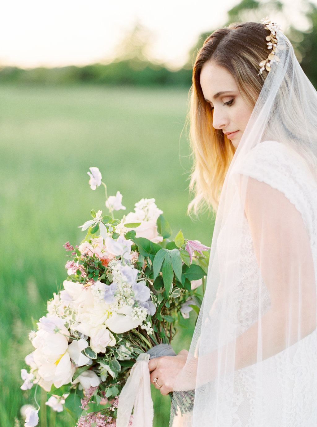 TALITHA modern long wedding veil.