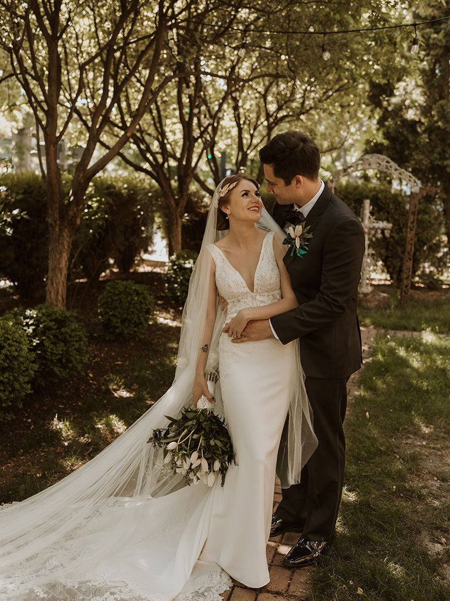 Bridal veil with blusher.