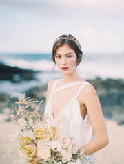 AMIRA | Crystal and Gold Pearl Wedding Crown - Noon on the Moon